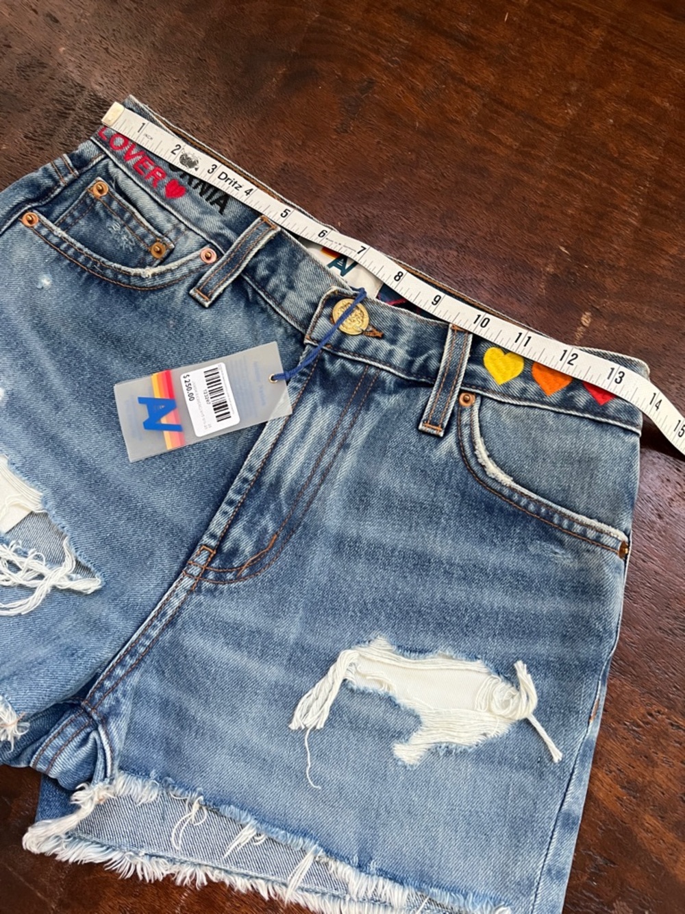 Aviator Nation Rocker Cali Lover Heart Jean Shorts Mid Rise Cowgirl Cutoff 25 - Picture 9 of 15